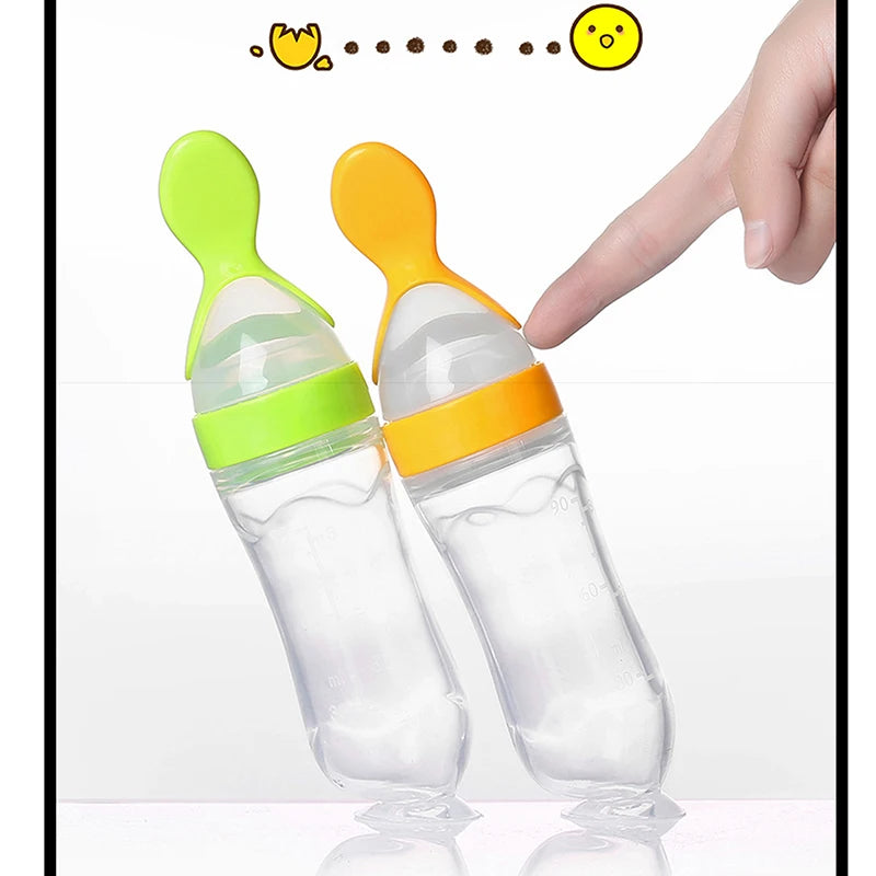 Squeezing Silicone Feeding Bottle Newborn Baby Training.