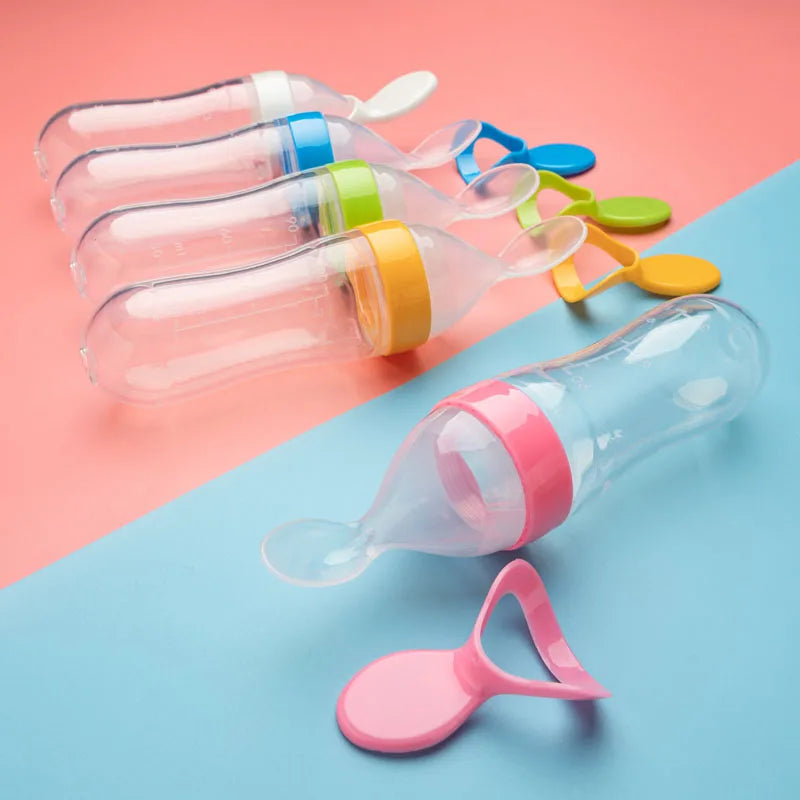 Squeezing Silicone Feeding Bottle Newborn Baby Training.