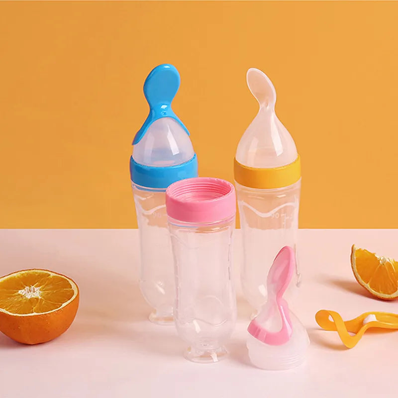 Squeezing Silicone Feeding Bottle Newborn Baby Training.